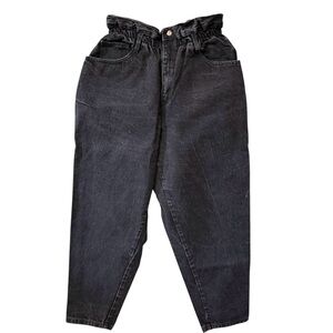 80s Venezia Black Paper Bag Waist Balloon Jeans High Rise Mom Tapered 28X29 Sz 6